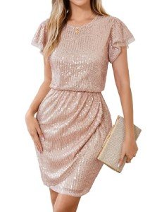 Grace Karin Ruffle Sleeve Sequin Party Dress
