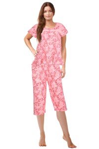 Women's Capri Pajama Set: Short Sleeve Top & Pants