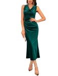Elegant Ruched Sleeveless Velvet Cocktail Dress in Green