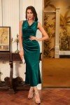 Elegant Ruched Sleeveless Velvet Cocktail Dress in Green