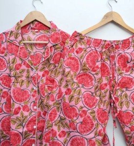 Floral Cotton Pink Women's Pajama Sleepwear Set