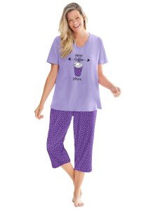 Plus Size 2-Piece Capri Pajama Set for Women