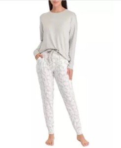 Cozy Brushed Knit Jogger Pajama Set in Gray