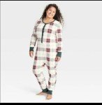 Plaid Union Suit Pajamas for Women - XXL