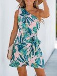 CUPSHE One Shoulder Tropical Leaf Mini Dress