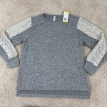 Chic Gray Lace Long Sleeve Pajama Set