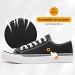 Black Lace-Up Canvas Sneakers for Women