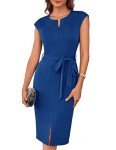 Chic Blue Midi Dress for Work & Casual Outings