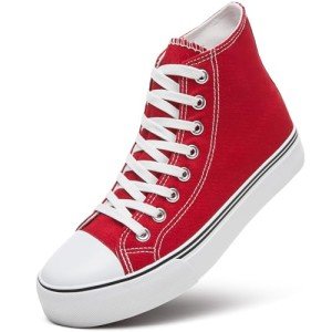 Red High Top Canvas Sneakers for Women