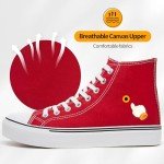 Red High Top Canvas Sneakers for Women