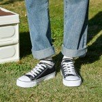 Black Lace-Up Canvas Sneakers for Women