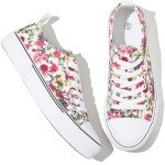 Adokoo Floral Canvas Low Top Sneakers for Women