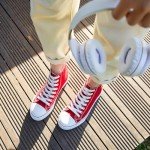 Red High Top Canvas Sneakers for Women