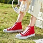 Red High Top Canvas Sneakers for Women