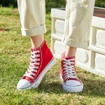 Red High Top Canvas Sneakers for Women