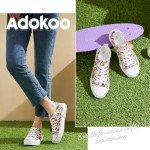 Adokoo Floral Canvas Low Top Sneakers for Women