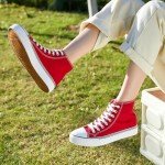 Red High Top Canvas Sneakers for Women