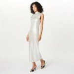 Jodi Mock Neck Maxi Dress in Silver Foil