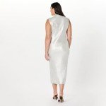 Jodi Mock Neck Maxi Dress in Silver Foil