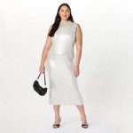 Jodi Mock Neck Maxi Dress in Silver Foil