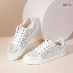 Bling Rhinestone White Sneakers for Women