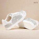 Bling Rhinestone White Sneakers for Women