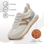 Beige Women's Casual Lace-Up Sneakers - Comfortable & Stylish