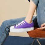 Stylish Women's Platform Sneakers in Dark Purple