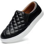 Women's Black Wide Toe Slip-On Fall Sneakers