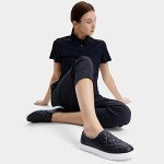 Women's Black Wide Toe Slip-On Fall Sneakers
