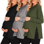 Ekouaer Maternity Long Sleeve T-Shirt 3 Pack