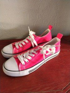 Pink Canvas Tennis Sneakers for Women Size 6