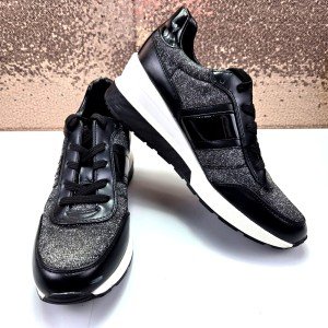 Michael Kors Black/Silver Glitter Mesh Sneakers 10M