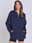 Cozy Oversized Quarter Zip Hoodie for Women