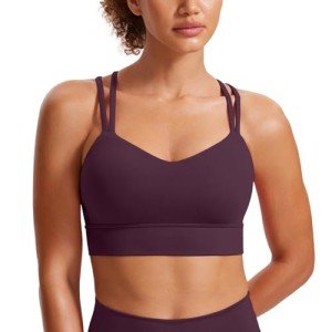 Deep Purple Strappy Longline Sports Bra for Women