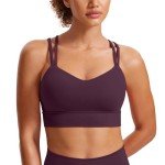 Deep Purple Strappy Longline Sports Bra for Women