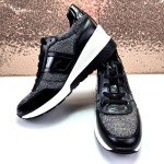 Michael Kors Black/Silver Glitter Mesh Sneakers 10M