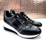 Michael Kors Black/Silver Glitter Mesh Sneakers 10M