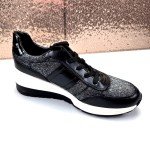Michael Kors Black/Silver Glitter Mesh Sneakers 10M