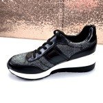 Michael Kors Black/Silver Glitter Mesh Sneakers 10M