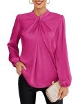 Grace Karin Women's Satin Mock Neck Blouse - Rose Red