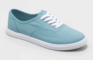 Women's Aqua Lace-Up Canvas Sneakers, Size 6