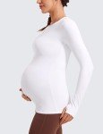 Soft Long Sleeve Maternity Crewneck Tee in White