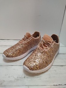 Rose Gold Sparkly Sneakers - Size 7.5