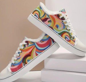 Colorful Abstract Art Canvas Sneakers for Women