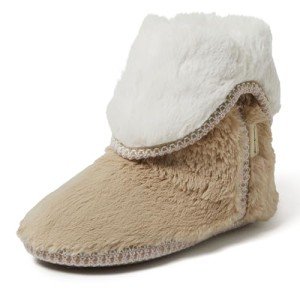 Dearfoams Women's Latte Furry Foldover Boot Slippers