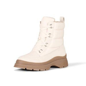 Ivory Lace-Up Puffer Boots for Women