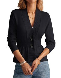 Lightweight Black Knitted Open Front Cardigan for Women