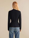 Lightweight Black Knitted Open Front Cardigan for Women