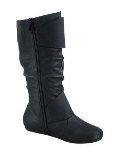 Women's Faux Leather Flat Zip Mid Calf Boots